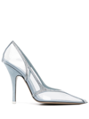 Attico Venus Chrome Pvc And Suede Pumps In Neutrals