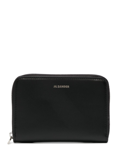 Jil Sander Logo-debossed Leather Wallet In Black