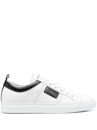 Les Hommes Logo-patch Leather Sneakers In White