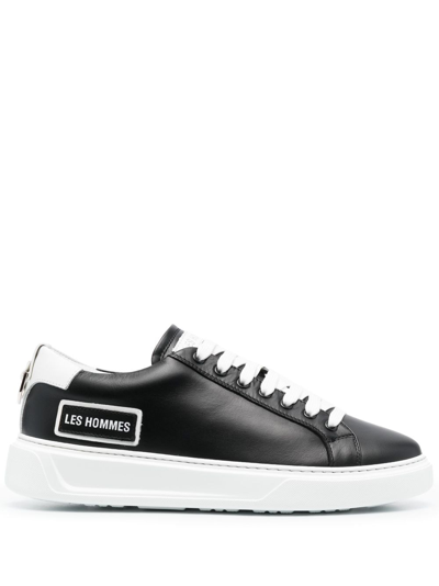 Les Hommes Low-top Leather Sneakers In Black