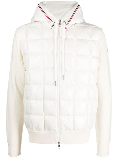 Moncler Hooded Panelled Padded Jacket In White