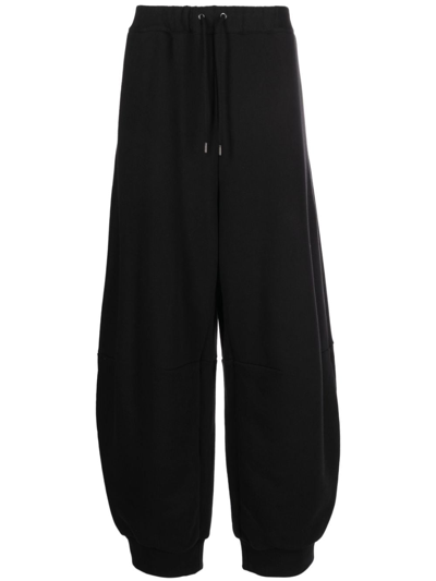 Simone Rocha Wide-leg Cotton-blend Track Trousers In Black