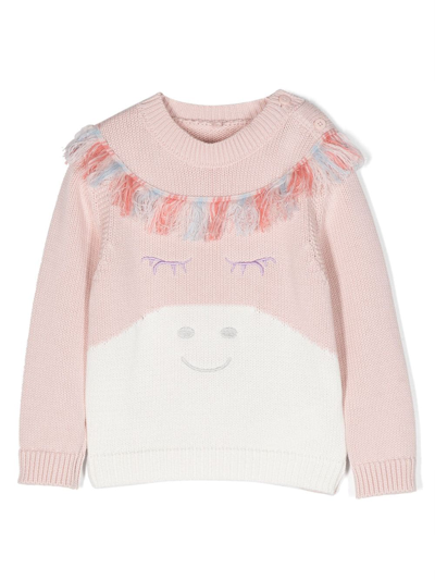 Stella Mccartney Babies' 毛边细节刺绣设计卫衣 In Pink