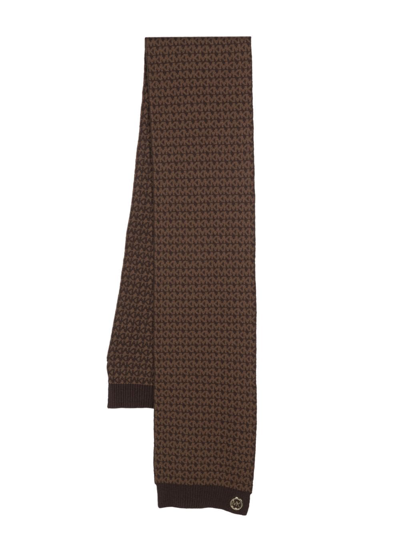 Michael Kors Kids' Monogram-pattern Logo-plaque Scarf In Brown