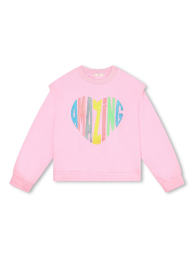 Billieblush Kids' Illustration-style Print Cotton Sweatshirt In Pink