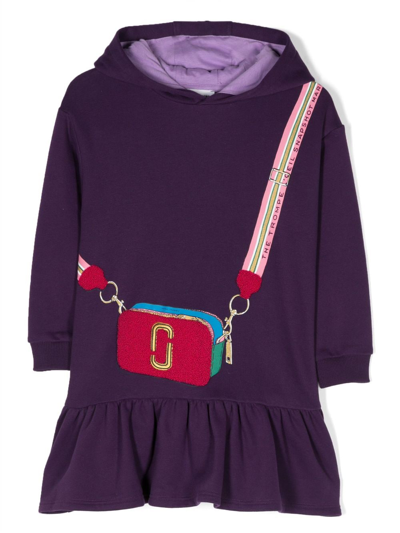 Marc Jacobs Kids' Printed Cotton Jersey Hoodie Dress In Purple