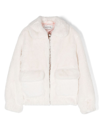 Lanvin Enfant Faux Shearling Spread-collar Jacket In Neutrals