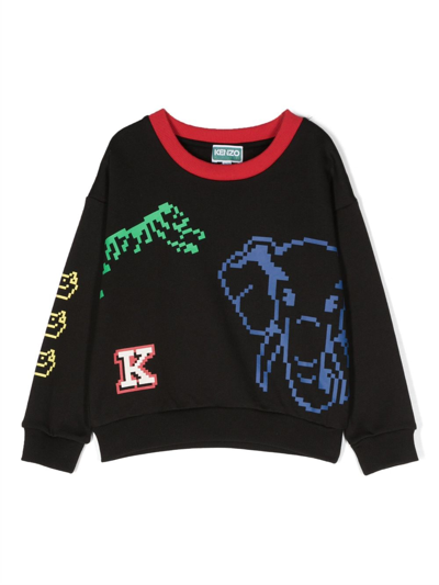 Kenzo Kids' Logo-print Cotton Sweatshirt In Black