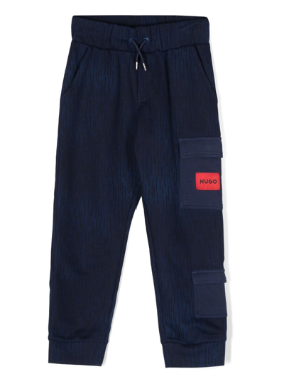 Hugo Kids' Logo-patch Knitted Sweatpants In Blue
