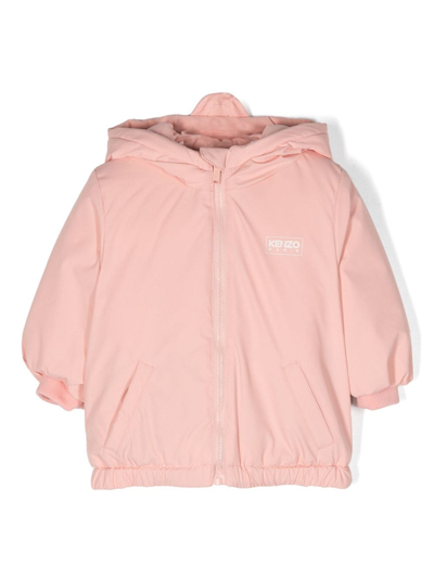 Kenzo Babies' Logo-print Hooded Jacker In Pink