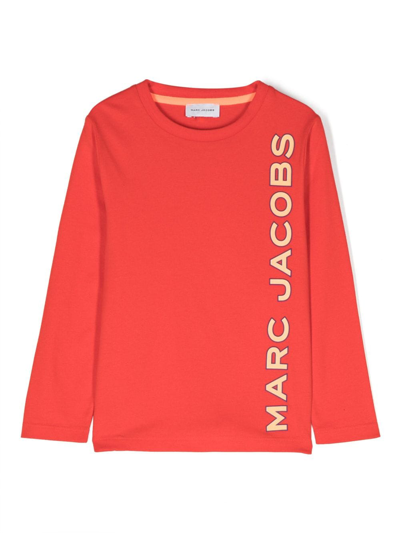 Marc Jacobs Kids' Logo-print Long-sleeve Cotton T-shirt In Red