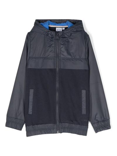Bosswear Kids' Hooded Zip-up Bomber Jacket In Blue