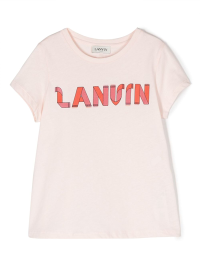 Lanvin Enfant Kids' Logo-print Organic Cotton T-shirt In Pink