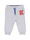 Kenzo Logo-embroidered Drawstring Leggings In Grey