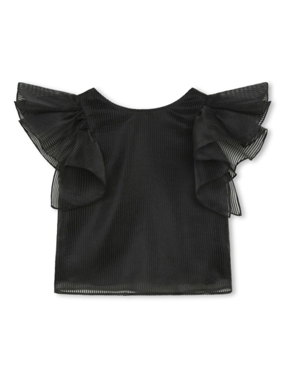 Karl Lagerfeld Kids' X The Met Logo-embroidered Blouse In Black