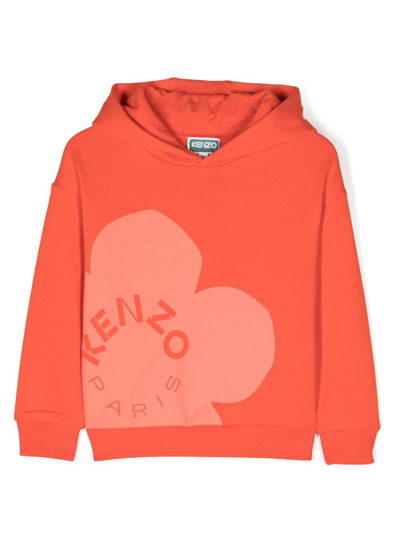 Kenzo Kids' Boke Logo-print Hoodie In Orange