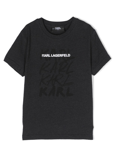 Karl Lagerfeld Kids' Logo-print Short-sleeve T-shirt In Grey