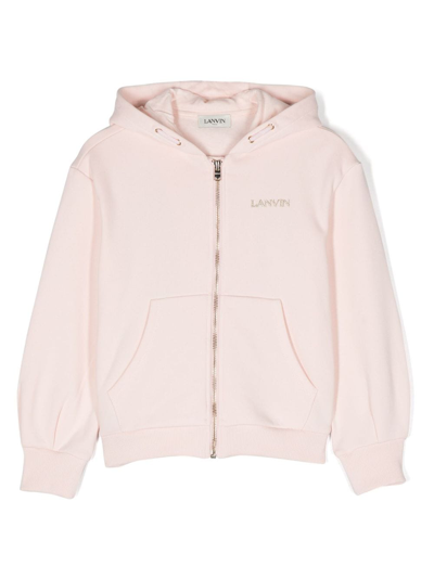 Lanvin Enfant Kids' Logo-embroidered Cotton Hooded Jacket In Pink