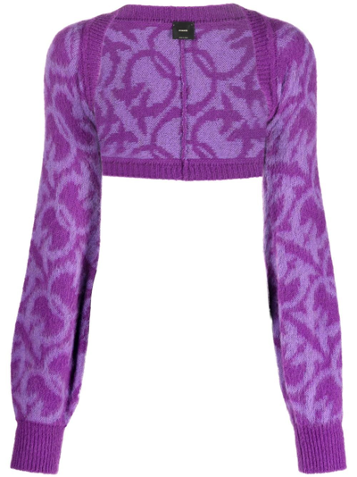 Pinko Intarsia-knit Shrug Cardigan In Purple