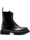 MOSCHINO LOGO-EMBOSSED ANKLE BOOTS