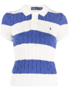 POLO RALPH LAUREN STRIPED CABLE-KNIT POLO TOP