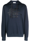 Etro Logo-embroidered Cotton Hoodie In Blue