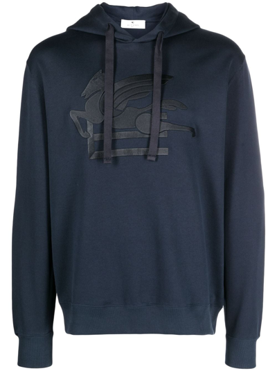 ETRO LOGO-EMBROIDERED COTTON HOODIE