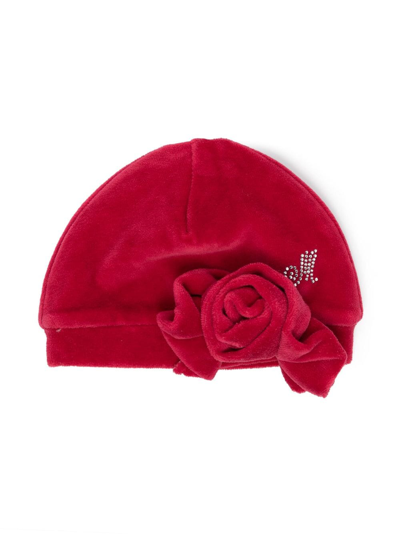 Monnalisa Babies' Logo缀饰棉套头帽 In Red