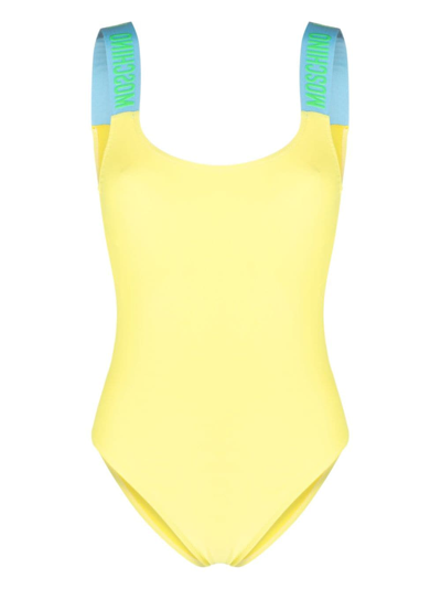 Moschino Colour-block Panelled Swimsuit In Yellow