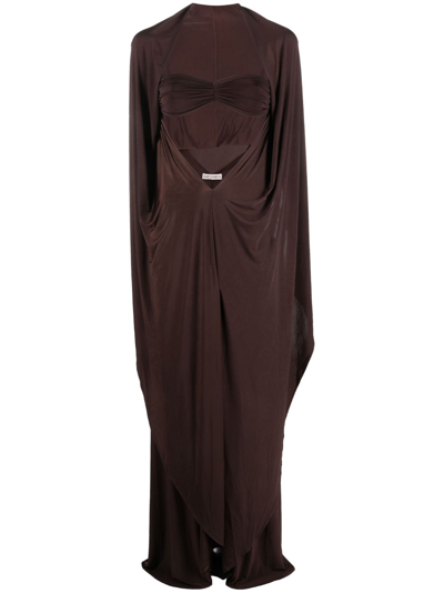 Siedres Erya Cut-out Jersey Long Dress In Brown