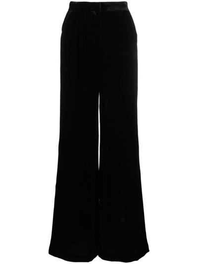 Alberta Ferretti Velvet Palazzo Trousers In Black