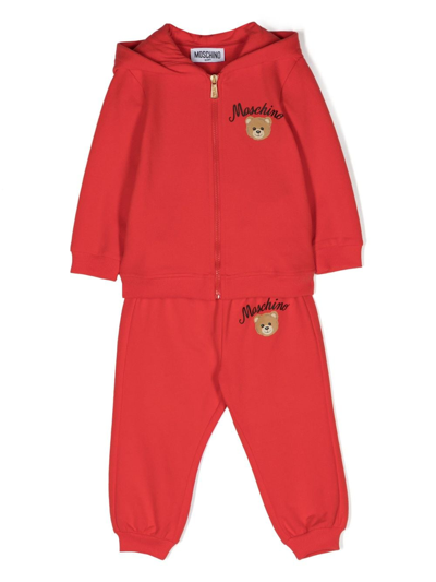 Moschino Babies' Teddy Bear-print Tracksuit Set In Red