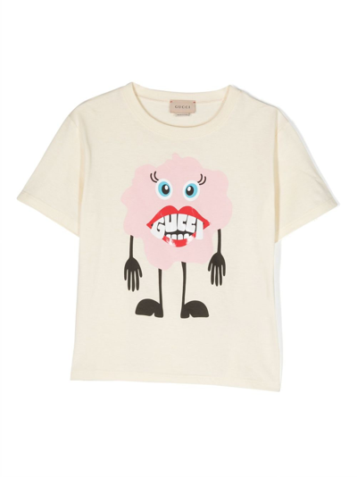 Gucci Kids' Printed Cotton T-shirt In Neutrals