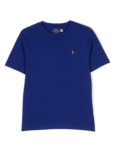 Ralph Lauren Kids' Pony-motif Cotton T-shirt In Blue