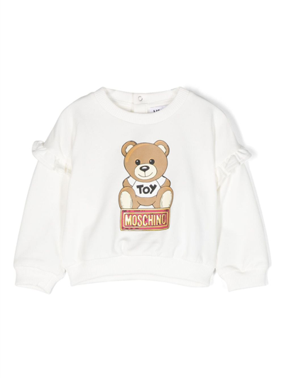 Moschino Babies' Logo-print Cotton Sweatshirt In White