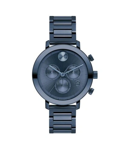 Pre-owned Movado Women's Bold Evolution Blue Ionic Plated Stainless Steel Watch 3600790