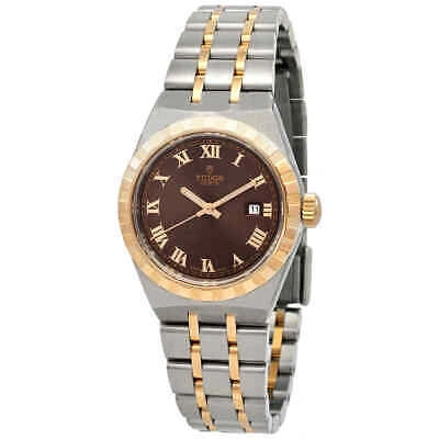 Pre-owned Tudor Royal Brown Dial Two-toned Ladies Watch M28303-0008
