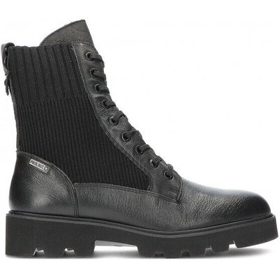 Pre-owned Pikolinos Women  Salamanca Lace Up Chunky Outsole Leather Boots In Black