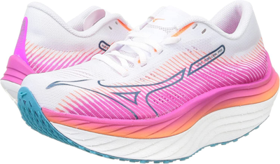 Pre-owned Mizuno Women's Running Shoes Wave Rebellion Pro J1gd2317 White X Pink