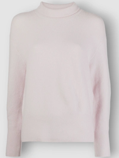 Pre-owned Vince $546  Women's Pink Wool Cashmere Ribbed Turtle Neck Long Sleeve Sweater M