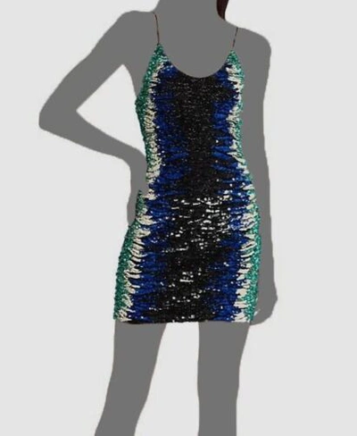 Pre-owned Alice And Olivia $995 Alice + Olivia Women's Green Scoop Neck Sequin Body-con Mini Dress Size 12