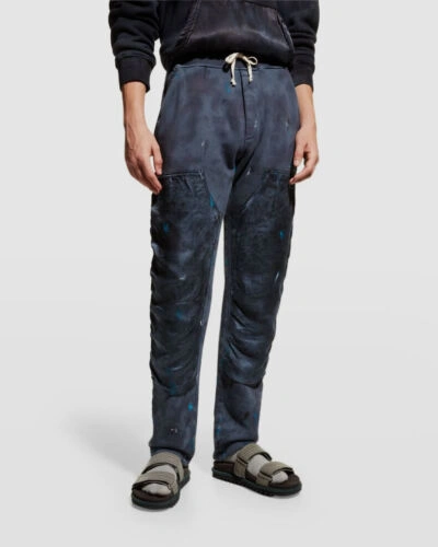Pre-owned Lost Daze $750  Men's Blue Paint Splatter Drawstring Waist Sweatpants Size Xs