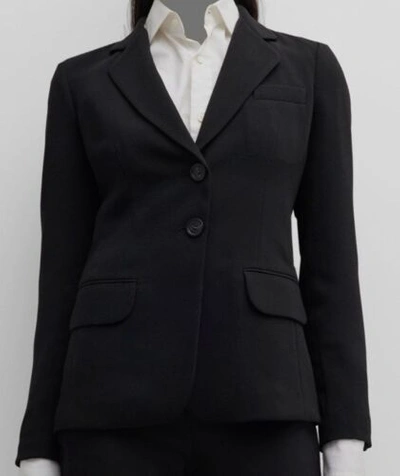 Pre-owned Emporio Armani $695  Women's Black Textured Blazer Suit Jacket Size It 40/us 4