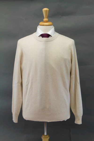 Pre-owned Brunello Cucinelli $3350  100% Cashmere Sweater W/suede Patches 50/ 40us A232 In Beige