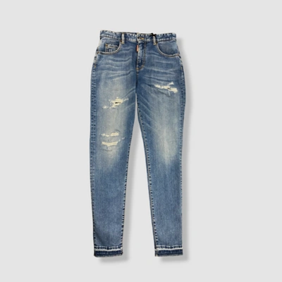 Pre-owned Dsquared2 $885  Women's Blue Distressed Twiggy Jeans Pants It 48/ Us 12