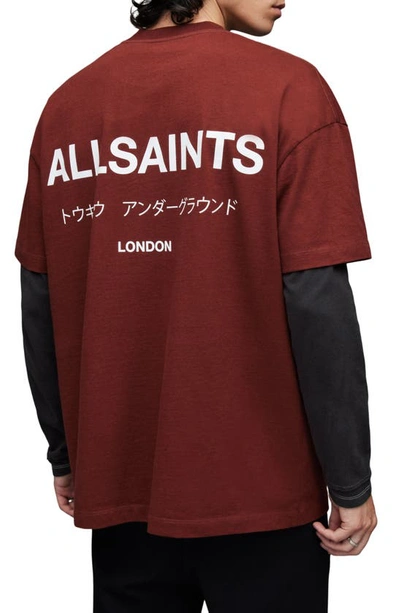 Allsaints Underground Oversize Graphic T-shirt In Amarone Red