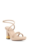 Fendi Baguette Block Heel Sandal In Buff