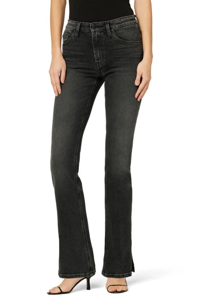 Hudson Barbara High Waist Split Hem Baby Bootcut Jeans In Black Sand