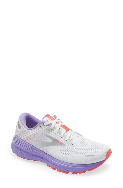 Brooks Adrenaline Gts 22 Sneaker In White/coral/purple