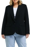 Estelle Megan One-button Crepe Blazer In Black